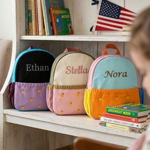 Custom Embroidered Name <b>Kids</b> <b>Backpack</b> Cartoon Lightweight Nylon Durable Zipper Closure Interior Pocket Children - Product Image 1