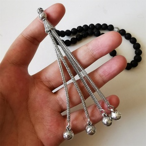 <span class=keywords><strong>Rosario</strong></span> Islamico da Uomo in Pietra Lavica, 33 Grani, Nero Vulcanico, Regalo per Ramadan ed Eid, 8mm 10mm, Misbaha - Product Image 3