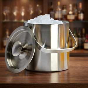 Premium Stainless Steel Ice <b>Bucket</b> <b>with</b> <b>Lid</b> and Handle for Parties and Entertaining - Product Image 1