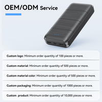 Batterie externe 20000mAh avec logo personnalisé, cadeau promotionnel d'entreprise, vente en gros, impression OEM, portable, compacte, de voyage, 4 couleurs
