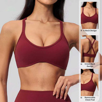 Soutien-gorge de yoga pour femme OEM ODM de haute qualité, séchage rapide, avec coussinets de poitrine, bretelles croisées, antichoc, pour la course et le fitness, dos élégant, décontracté