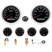 Set 6 Gauge 85mm GPS Speedometer 200MPH Tachometer 8000RPM dengan Sensor untuk Kapal Mobil AS