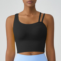 Soutien-gorge de yoga sans manches à bretelles croisées au dos, haute élasticité, rembourré, respirant, antichoc, maintien moyen, pour adultes, taille XL