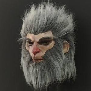 Máscara de Látex Realista de Mono Mayor con Cabello Plateado, Detalles Intrincados, Textura Densa, Apariencia Majestuosa, para Halloween, Cubre Toda la Cara - Product Image 6
