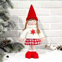 Adorable poupée en tricot pour petite fille, rouge et blanche, figurine de Noël debout, jouet en peluche pour la décoration de la table à la maison et cadeau pour enfants