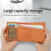 Portefeuille minimaliste en cuir PU avec porte-cartes RFID, porte-monnaie pour homme, étui pour cartes de visite, sans fermeture, OEM personnalisé, vente en gros