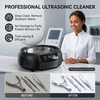 Pembersih Ultrasonik Digital Portabel Profesional untuk Alat Kuku, Perhiasan, Kacamata, Jam Tangan, Mesin Sonic Baja Tahan Karat