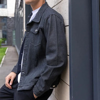 Veste en jean vintage noire pour homme, style motard, streetwear, hip-hop, coupe slim, décontractée, manteau en jean, vêtement d'extérieur