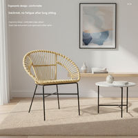 Chaises en rotin pour terrasse extérieure, balcon, table basse de cour, petites tables et chaises, chaises décontractées à dossier en rotin