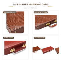 Étui de transport en cuir PU de qualité supérieure pour Mahjong avec fermoirs métalliques dorés, motif crocodile gaufré, plusieurs tailles disponibles pour la vente en gros