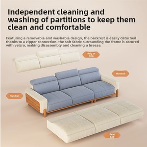 <span class=keywords><strong>Canapé</strong></span> Tongyute Nordic avec cadre en bois massif amovible et lavable, éponge haute densité, appui-tête multifonction réglable, salon - Product Image 4