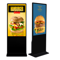 Papan iklan Digital berdiri lantai putih 32 43 49 55 inci dalam ruangan Totem vertikal pemutar iklan LCD