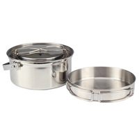 Batterie de cuisine en acier inoxydable, ensemble de cuisine pour sac à dos, batterie de cuisine pour le camping, kit de casseroles et poêles, vaisselle portable