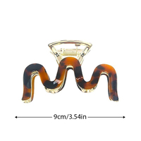 Pince à cheveux en acétate style coréen imprimé léopard, design ondulé, en alliage de luxe, haut de gamme, pour usage quotidien, pour femmes