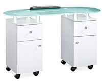 Meubles de salon de beauté couleur blanche avec table à ongles en verre pour filles manucure