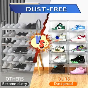 Clear <strong>Plastic</strong> Foldable Shoe Rack Stackable Sneaker Container <strong>Bin</strong> Holder for Closet Space Saving for Wardrobe <strong>Storage</strong> - Product Image 3