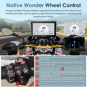 Carpuride Pantalla GPS para Motocicleta <span class=keywords><strong>BMW</strong></span>, CarPlay Inalámbrico, Android Auto, Intercomunicador Bluetooth Dual, Resistente al Agua IP67 W702BS - Product Image 4