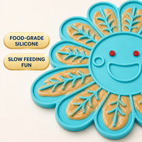 Sonnenblumen-Silikon-Leckmatte mit Smiley-Gesicht, Slow-Feeder-Leckmatte für Hunde und Katzen, lebensmittelecht, rutschfest, Leckerli-Matte