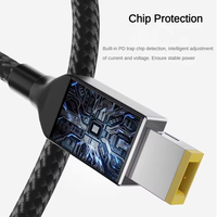 Câble d'alimentation USB-C 135W écologique avec gaine en nylon, convertisseur de type C vers port carré à pointe fine pour ordinateur portable Legion Y7000