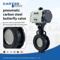 Válvula de Mariposa Neumática de Acero Fundido con Actuador de Regulación de Tipo Lug, Doble Excéntrica, Sellado Bidireccional, para Aceite, Químicos y Altas Temperaturas