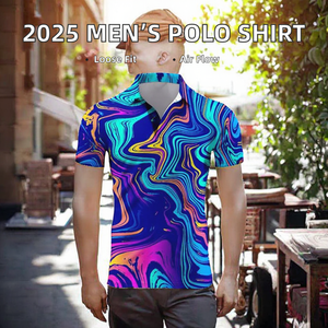 Polo décontracté en coton tricoté respirant, couleur unie, style vintage, coupe ample, performance optimale, collection été 2025, vente en gros Europe et Amérique - Product Image 2