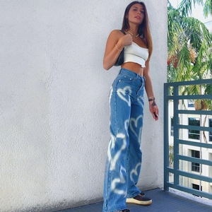 Jeans Baggy <span class=keywords><strong>Marroni</strong></span> da Donna con Stampa a Cuore, Nuova Estetica Vintage Anni '90, <span class=keywords><strong>Pantaloni</strong></span> Denim Streetwear a Vita Bassa e Gamba Dritta - Product Image 5