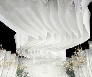 2025 Mới Treo Trắng Sheer Voan Trang Trí Đám Cưới Backdrop Tấm Rèm Sóng Thiết Kế Trần Treo Lên - Product Image 3