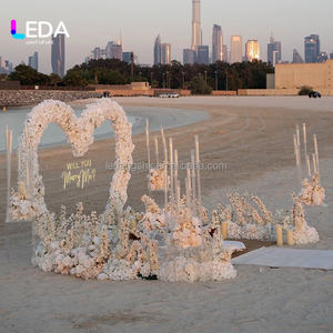 Arche de fleurs en soie LEDA personnalisée de 7 pieds, faite à la main, pour décoration de mariage, toile de fond artificielle en forme de cœur rose pour scène de fête de mariage - Product Image 6