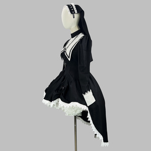 Dark Theme Sweet Cool Embroidered Cross Halloween Nun Costume Cosplay Performance Outfit Subculture Spring 2025 Polyester - Product Image 2