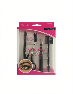 Ms. Gdi All In One Brow Kit Set di 5 strumenti per il trucco delle sopracciglia, applicazione sul viso, pennello sintetico, manico in plastica - Product Image 1