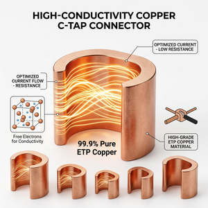 Connecteurs de mise à la terre à <span class=keywords><strong>sertir</strong></span> en cuivre de type C, bornes de serrage de fil étamées, certifiés CE ROHS, tension nominale 1000V, pour applications électriques sécurisées - Product Image 3
