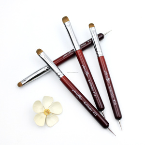 แปรงแต่งเล็บทรงรี ขนโคลินสกี้/ไนลอน คุณภาพพรีเมียม ด้ามไม้สีแดง ลดราคาพิเศษ # 8- # 16 แบบเล็บสวยหรู - Product Image 5