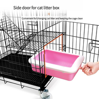 Cage pliable pour chat avec fil de fer épaissi Plateau et boîte en plastique de conception solide Maison pour chat à deux étages Cage pour animaux de compagnie écologique