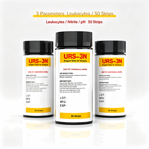 Bandelettes de test <span class=keywords><strong>urinaire</strong></span> URS-3N à 3 paramètres : Leucocytes, Nitrites, pH, Anti-VC Interférence - Product Image 1