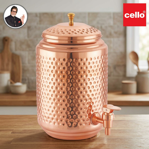 Robinet distributeur d'eau chaude et froide en cuivre artisanal indien, finition martelée, design autoportant et réutilisable pour usage domestique - Product Image 5