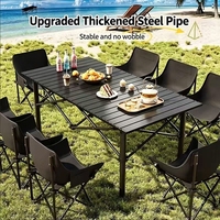 Ensemble table et chaises pliantes en métal durable pour l'extérieur, design moderne, idéal pour le camping, la randonnée, les pique-niques, les cours et les parcs