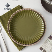 Service de vaisselle FENN personnalisé avec logo, en forme de fleur, en céramique mate nordique, en porcelaine pour la maison et la cuisine