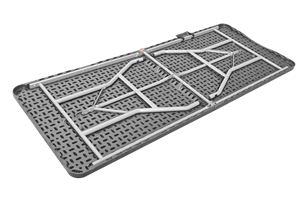 Mesas plegables de plástico redondas y rectangulares para banquetes 6 pies <span class=keywords><strong>8</strong></span> pies plegables en media mesa con diseño de ratán Mesa plegable de plástico - Product Image 3