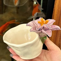 Cangkir Keramik Bunga Lily Ungu Tiga Dimensi yang Kreatif dan Indah dari Lelyi, Cangkir Kopi Bunga yang Sangat Cantik
