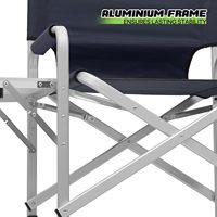 Chaise de camping moderne portable et pliante en aluminium Siège de directeur confortable Porte-gobelet Sac de magazines Durable Entrée extérieure Salle à manger