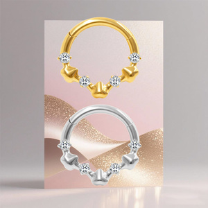 Anillo de septum Getta Fashion de titanio ASTM F136 grado implante con circonita, piercing para <span class=keywords><strong>nariz</strong></span>, aro segmentado articulado, joyería corporal - Product Image 5