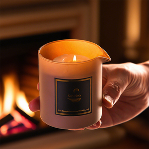 Nuovo Barattolo in <span class=keywords><strong>Vetro</strong></span> Smerigliato Personalizzabile da 8oz con Coperchio in Legno e Beccuccio per Candele da Massaggio, Forma Dritta, Vuoto, per Uso Domestico - Product Image 3