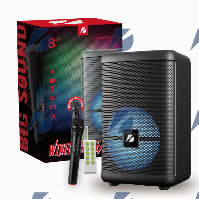 KTS Wireless Portable Outdoor DJ Party BT Multifunction Trolley Speaker with TWS&FM&USB 8-Inch RGB LED KTS-1279 Factory Price