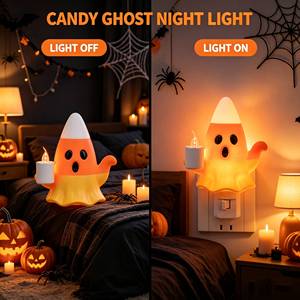 Luz Nocturna LED de Fantasma con Diseño de Maíz Dulce para Halloween, Lámpara de Pared con Forma de Vela de Fantasma, Decoración Otoñal Espeluznante para el Hogar, Regalo para el Dormitorio, Diseño Moderno - Product Image 2