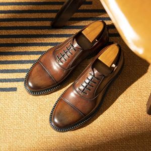 High Quality Hot New Style Formal Wedding Office Genuine Cow Leather Lightweight Breathable Anti-Slip Lace-Up <b>Pointed</b> Toe - Product Image 5