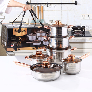 Set di 12 <span class=keywords><strong>Pentole</strong></span> e Padelle in Acciaio <span class=keywords><strong>Inox</strong></span>, Vaporiera, Pentola per Zuppa, Set di <span class=keywords><strong>Pentole</strong></span> Profonde per Cucina - Product Image 2
