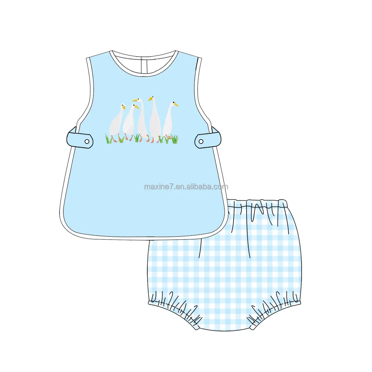 Populaire Zomer Peuter Jongens Kleding Custom Print 2 Tot 8 Jaar Oude Ganzenapplique Mouwloze Jongen Outfits