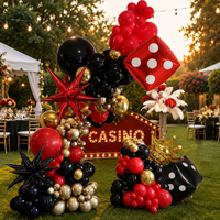 Kit d'arche de ballons en aluminium Poker Dice, thème casino, rouge, noir, or, ballons couronne pour la décoration de fête d'anniversaire pour adultes