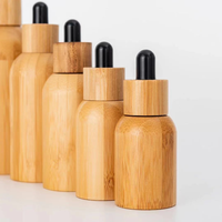Botol penitis kaca bambu, botol essence Perawatan Kulit dengan kaca hitam, 5ml 10ml 15ml 20ml 30ml 50ml 100ml