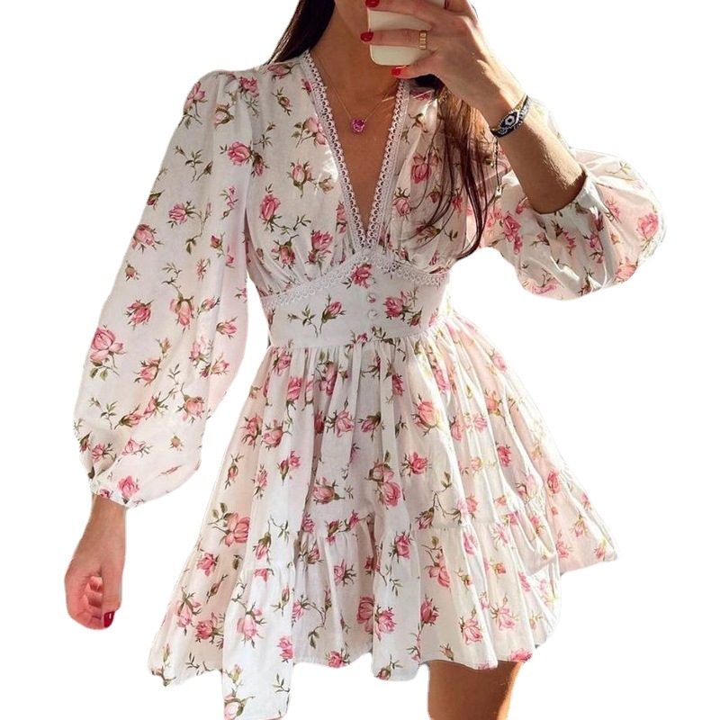 sachin and babi light blue dress Buy Hopeshow Short Sleeve V-Neck Summer Floral Chiffon Dress 2026 Online main image 0